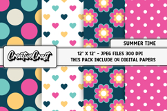 Summer Digital Paper, summer graphic, beach illustrations Product Image 1