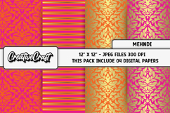 Mehndi Digital Papers, mehndi backgrounds illustrations Product Image 1