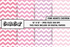 Pink Heart Chevron Digital Papers, valentines day background Product Image 1