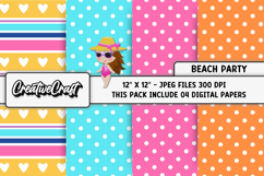 Beach Party Digital Paper, summer backgrounds illustrations Product Image 1