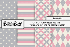 Baby Girl Digital Papers, baby shower digital scrapbooking Product Image 1