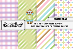 Sloth Digital Papers, bear background designs, illustrations Product Image 1