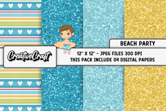 Beach Party Digital Paper, summer backgrounds illustrations Product Image 1
