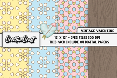 Vintage Valentine Digital Papers, vintage background designs Product Image 1