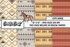 Cute Horse Digital Papers, cute horse backgrounds designs Product Image 1