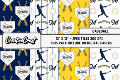 Baseball Sport Digital Paper, baseball graphic illustrations Product Image 1