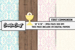 First Communion Digital Papers, scrapbooking backgrounds Product Image 1