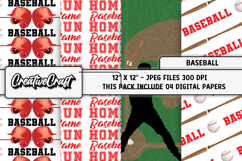 Baseball Sport Digital Paper, baseball graphic illustrations Product Image 1