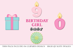 Birthday Girl PNG clipart, birthday girl png illustrations Product Image 1