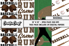 Baseball Sport Digital Paper, baseball graphic illustrations Product Image 1