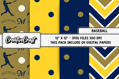 Baseball Sport Digital Paper, baseball graphic illustrations Product Image 1