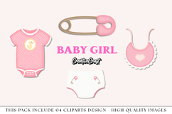 Baby Girl Clip Arts, baby shower illustration, graphics png Product Image 1