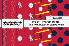 Baseball Sport Digital Paper, baseball graphic illustrations Product Image 1