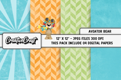 Aviator Bear Digital Papers, aviator backgrounds designs Product Image 1