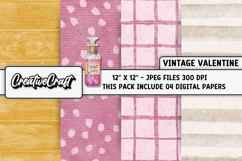Vintage Valentine Digital Papers, vintage background designs Product Image 1