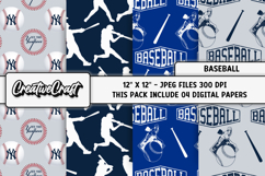 Baseball Sport Digital Paper, baseball graphic illustrations Product Image 1