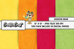 Aviator Bear Digital Papers, aviator backgrounds designs Product Image 1