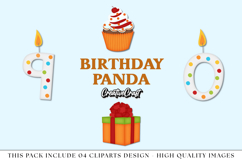 Birthday Panda png clipart, birthday printable illustration Product Image 1