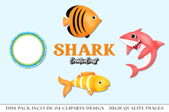 Nautical Shark png clipart, nautical printable illustration Product Image 1