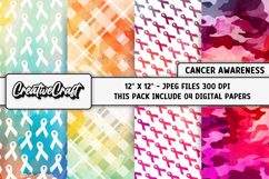 Cancer Awareness Digital Papers, cancer awareness scrapbook Product Image 1