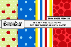 Snow white Princess Digital Paper, princess illustration Product Image 1
