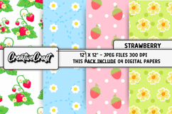 Strawberry Digital Paper, strawberry scrapbook illustration Product Image 1