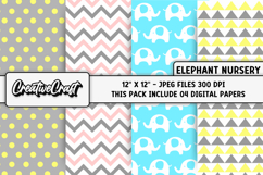 Elephant Nursery Digital Paper, baby graphics, illustrations Product Image 1
