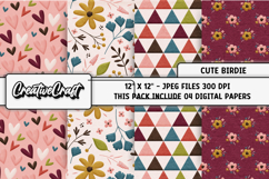 Cute Birdie Digital Paper, spring digital scrapbook graphics Product Image 1