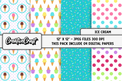 Ice Cream Digital Papers, summer digital scrapbook designs Product Image 1