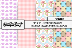 Sewing Digital Papers, scrapbooking backgrounds designs Product Image 1