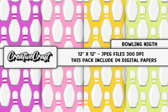 Bowling Night Digital Paper, bowling digital scrapbook Product Image 1