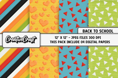 Back To School Digital Paper, school supplies, illustrations Product Image 1