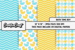 Rubber Duck Digital Paper, baby boy graphics, illustrations Product Image 1
