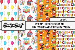 Circus Digital Paper, circus graphic, carnival illustration Product Image 1