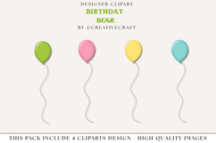 Birthday Bear png clipart, birthday clip art illustrations Product Image 1