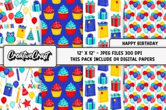 Birthday Boy Digital Paper, birthday graphic, illustratrions Product Image 1