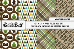 Woodland Bear Digital Papers, woodland graphic, illustration Product Image 1