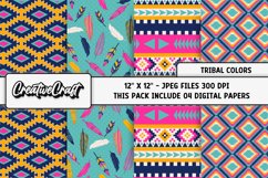Tribal Digital Papers, aztec graphic, ethnic illustrations Product Image 1