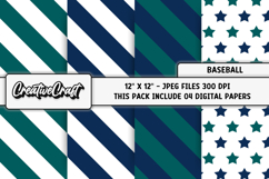 Baseball Sport Digital Paper, baseball graphic illustrations Product Image 1