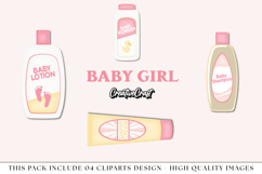 Baby Girl Clip Arts, baby shower illustration, graphics png Product Image 1