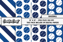 Baseball Sport Digital Paper, baseball graphic illustrations Product Image 1