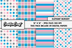 Elephant Nursery Digital Paper, baby graphics, illustrations Product Image 1