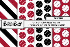 Baseball Sport Digital Paper, baseball graphic illustrations Product Image 1