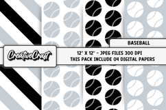 Baseball Sport Digital Paper, baseball graphic illustrations Product Image 1