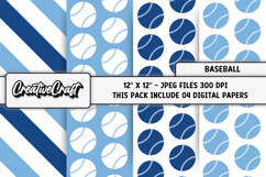 Baseball Sport Digital Paper, baseball graphic illustrations Product Image 1