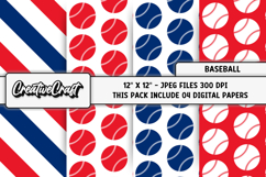 Baseball Sport Digital Paper, baseball graphic illustrations Product Image 1