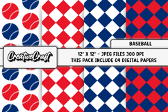 Baseball Sport Digital Paper, baseball graphic illustrations Product Image 1