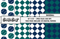 Baseball Sport Digital Paper, baseball graphic illustrations Product Image 1