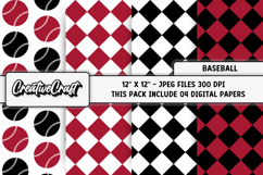 Baseball Sport Digital Paper, baseball graphic illustrations Product Image 1