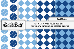 Baseball Sport Digital Paper, baseball graphic illustrations Product Image 1